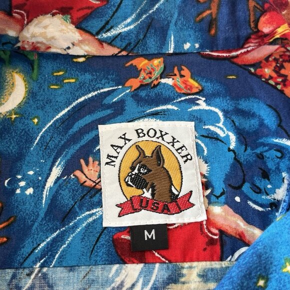 Max Boxxer Hawaiian Aloha Christmas Santa Shirt Mens M Surfing Beach Novelty - Picture 6 of 11